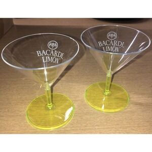 New Bacardi Limon Martini Style Shot Cups Set Of 48‎ 2 Pieces Florescent Yellow